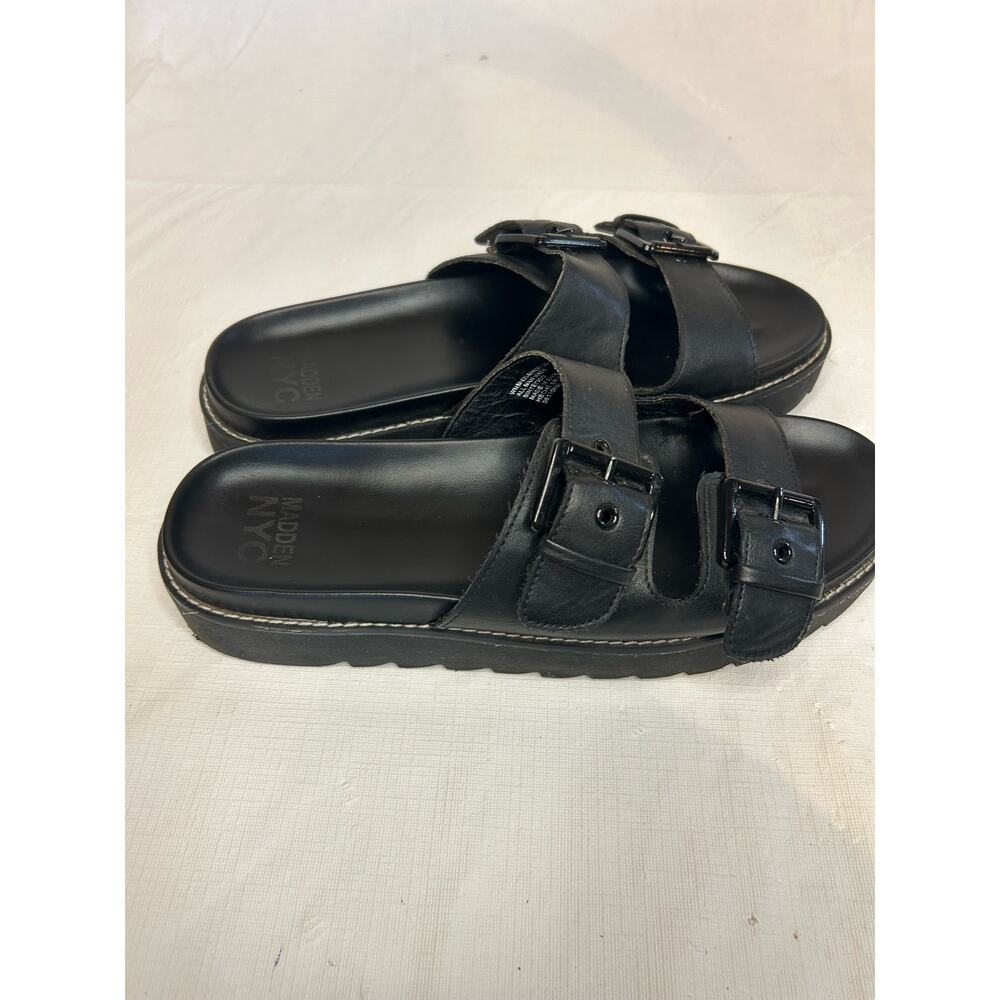 Madden NYC Women's 9.5 Black Sandal Slides Chunky EUC